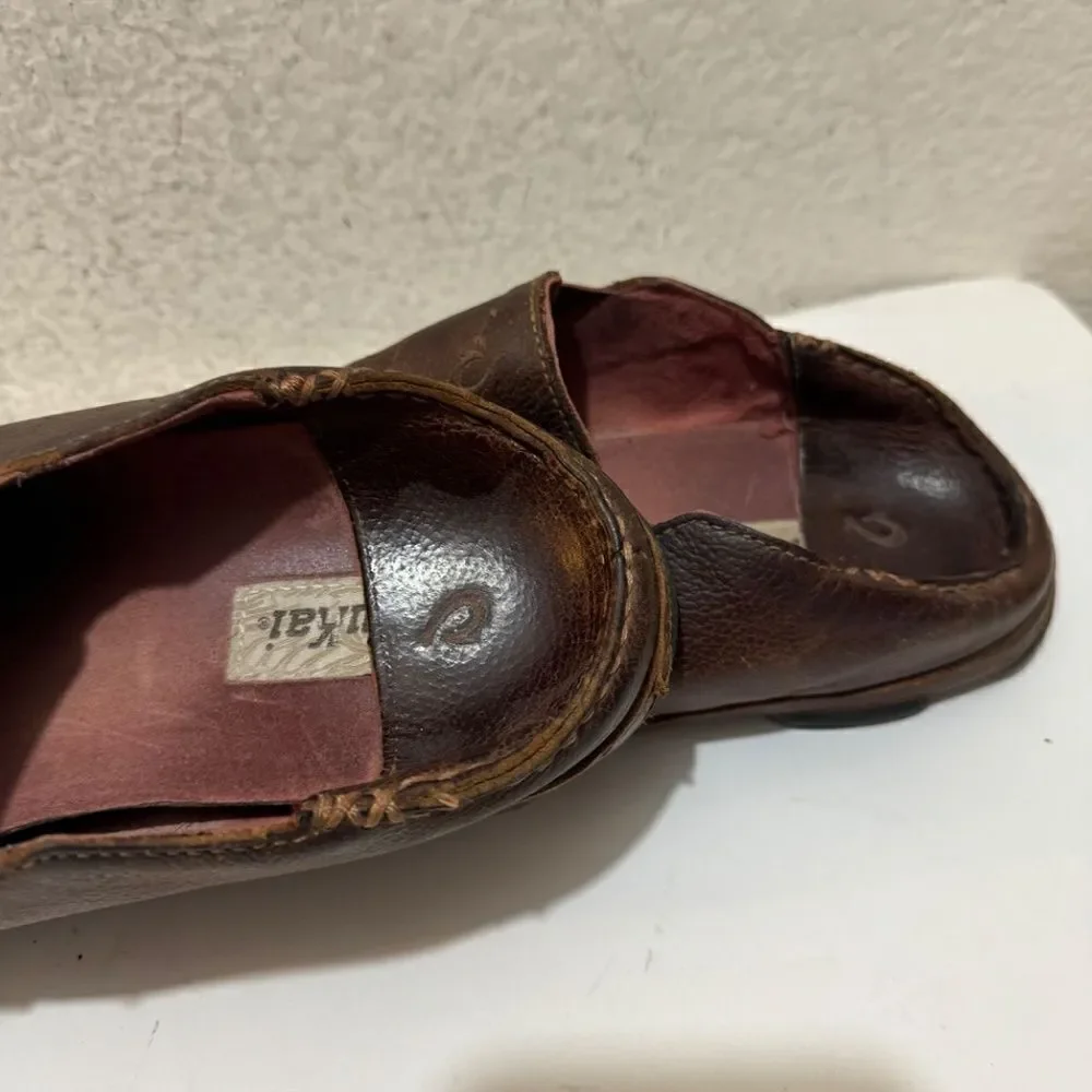 Olukai Moloa Dark Wood Dark Java Leather Slip On Shoes Men’s Size 9